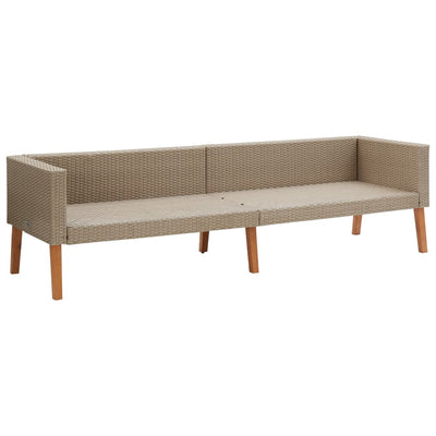 3-personers havesofa med hynder polyrattan beige