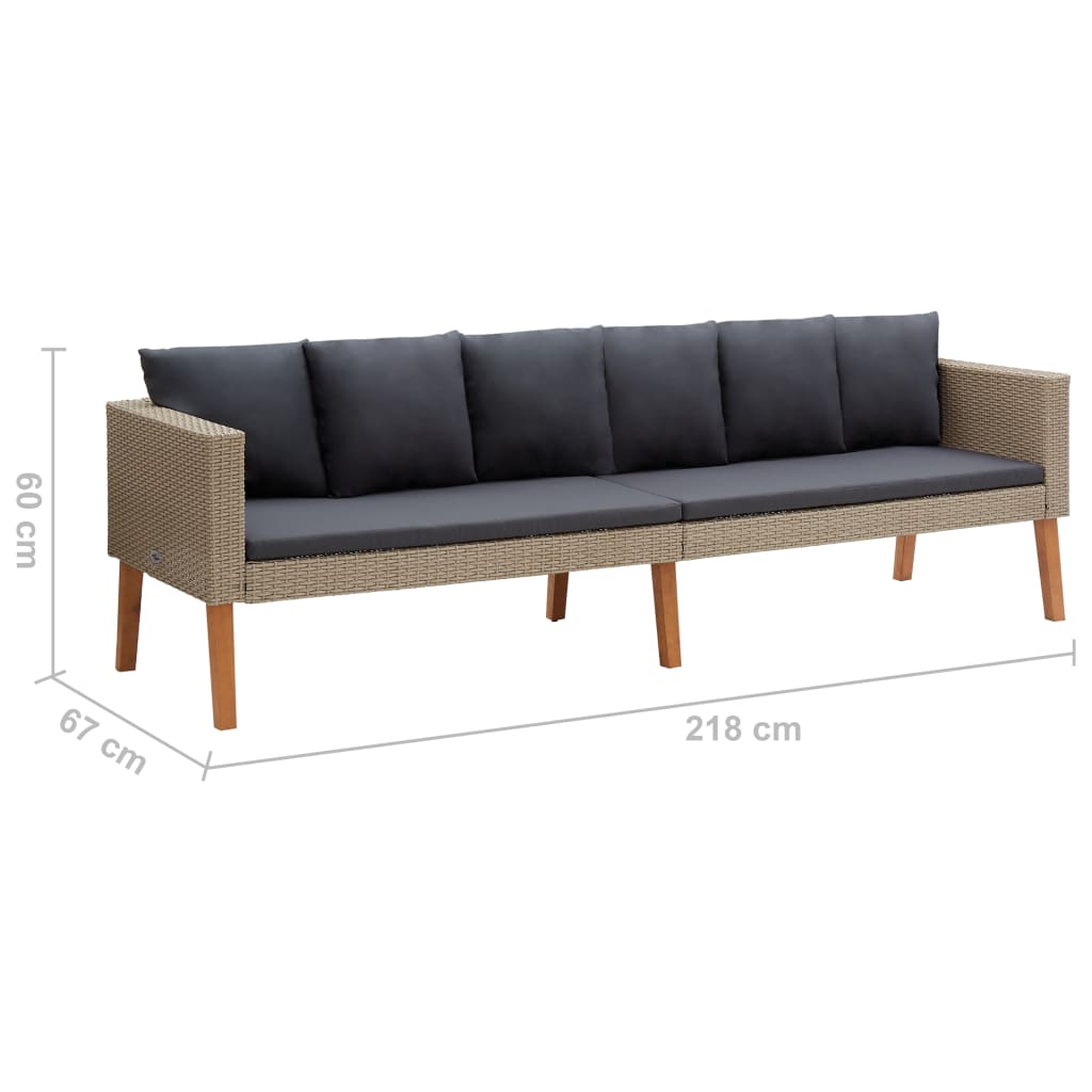 3-personers havesofa med hynder polyrattan beige