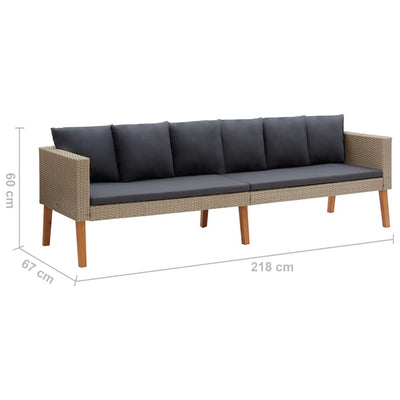 3-personers havesofa med hynder polyrattan beige