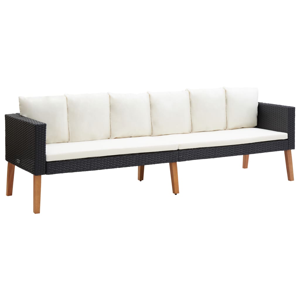 3-personers havesofa med hynder polyrattan sort