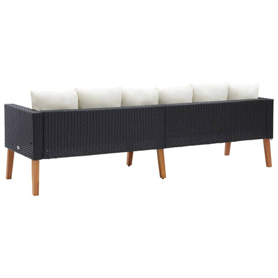 3-personers havesofa med hynder polyrattan sort