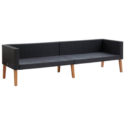 3-personers havesofa med hynder polyrattan sort