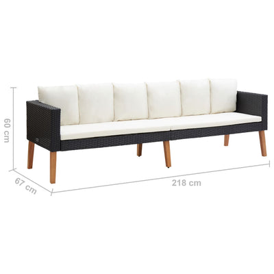 3-personers havesofa med hynder polyrattan sort