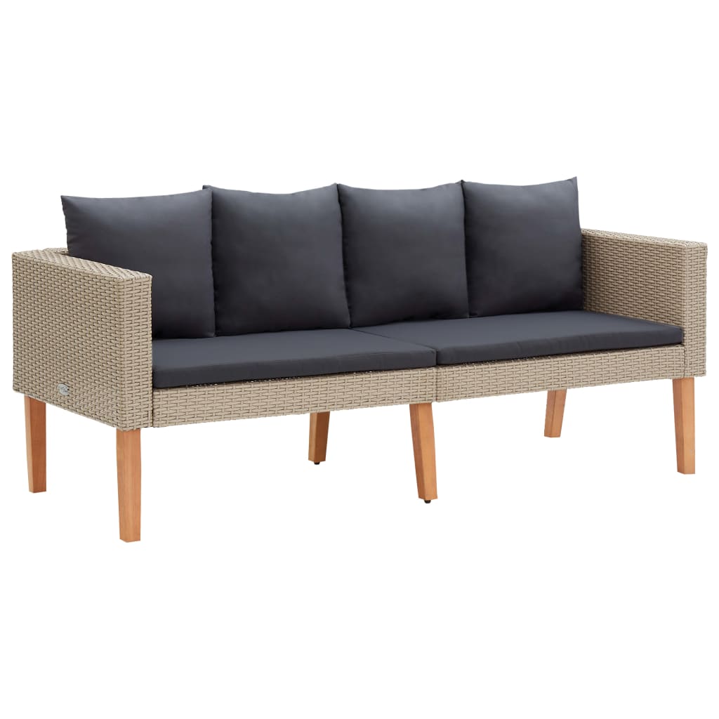 2-personers havesofa med hynder polyrattan beige