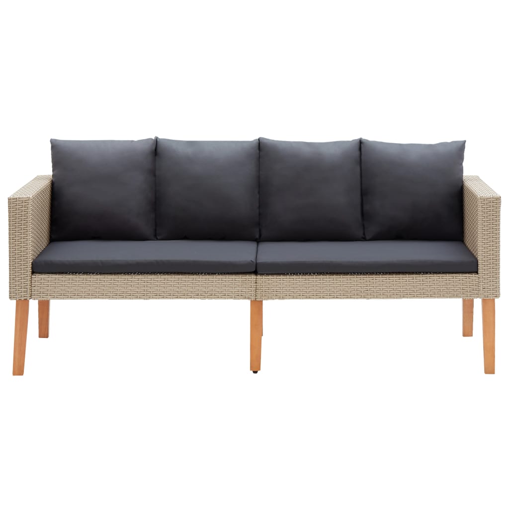 2-personers havesofa med hynder polyrattan beige