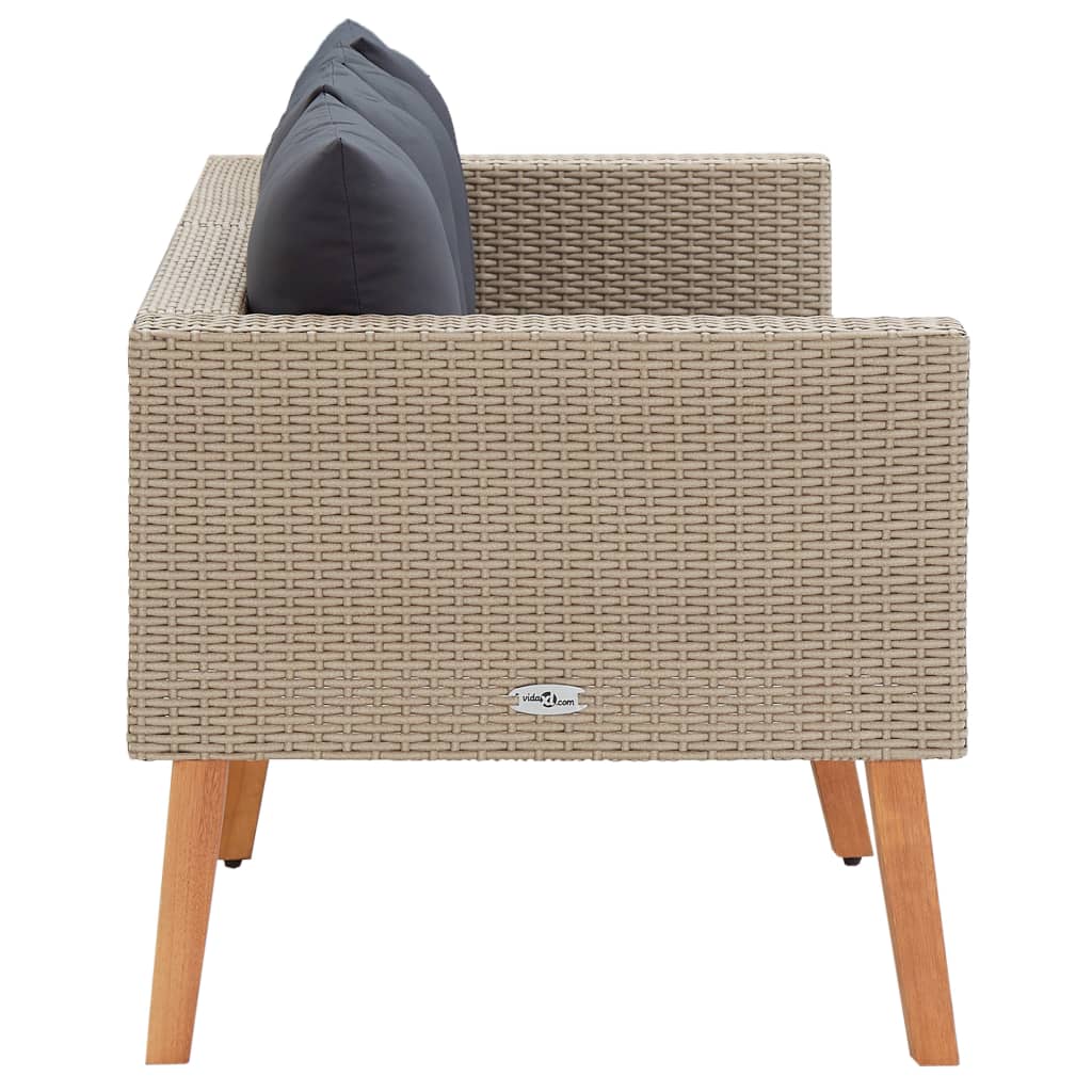 2-personers havesofa med hynder polyrattan beige