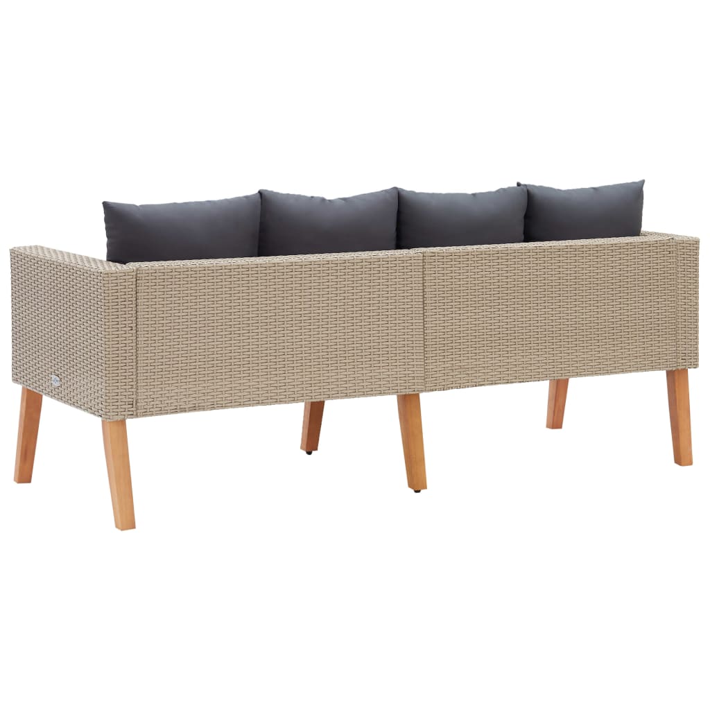 2-personers havesofa med hynder polyrattan beige