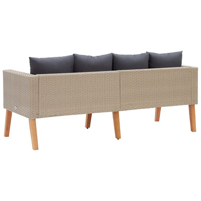 2-personers havesofa med hynder polyrattan beige