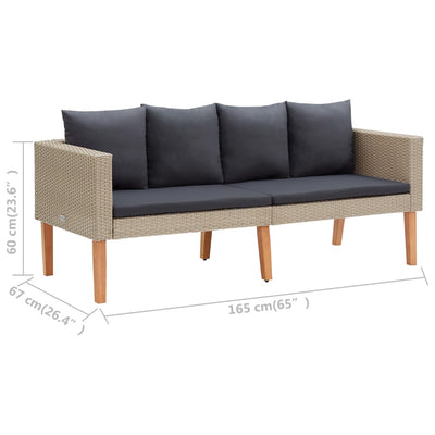 2-personers havesofa med hynder polyrattan beige