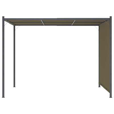 pergola med tilbagetrækkeligt tag 3x3 m 180 g/m² gråbrun