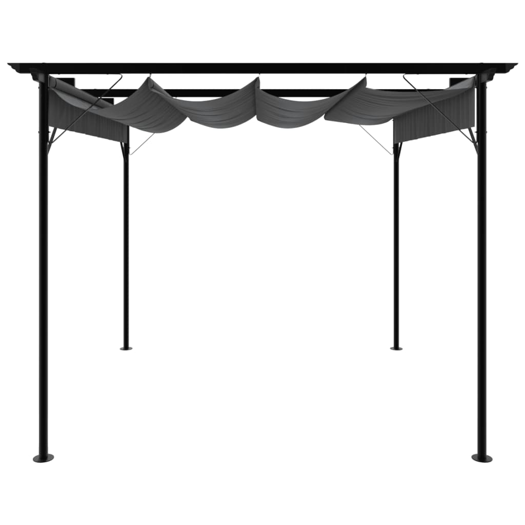 pergola med sammenrulleligt tag 3x3 m 180 g/m² antracitgrå