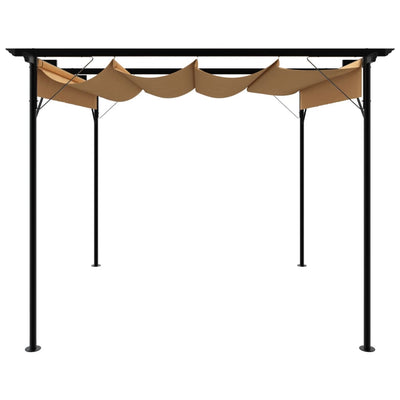 pergola med sammenrulleligt tag 3x3 m 180 g/m² stål gråbrun