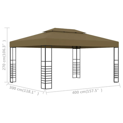 pavillon 3x4 m 180 g/m² gråbrun