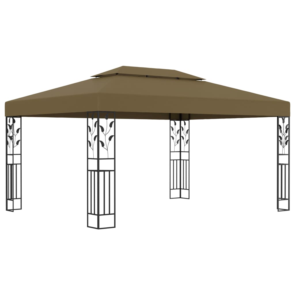 pavillon med dobbelttag 3x4 m 180 g/m² gråbrun