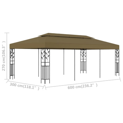 pavillon 6x3 m 180 g/m² gråbrun