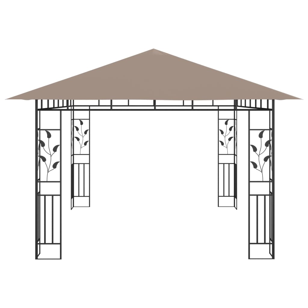 pavillon med myggenet 4x3x2,73 m 180 g/m² gråbrun