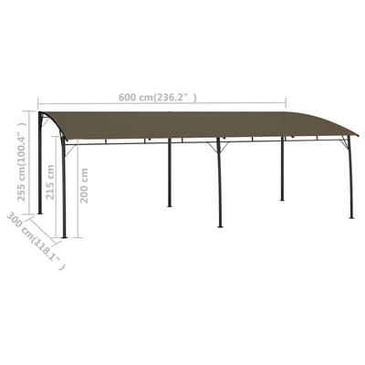 havemarkise 6x3x2,55 m gråbrun