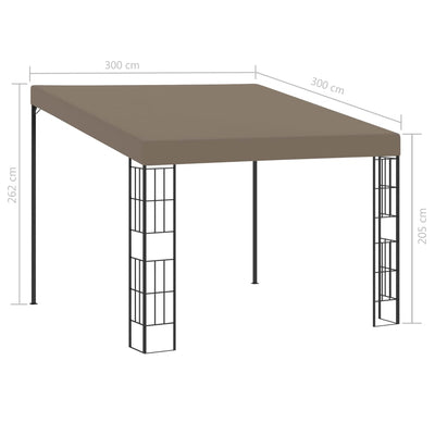 vægmonteret pavillon 3x3 m stof gråbrun