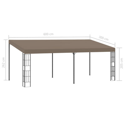 vægmonteret pavillon 6x3 m stof gråbrun