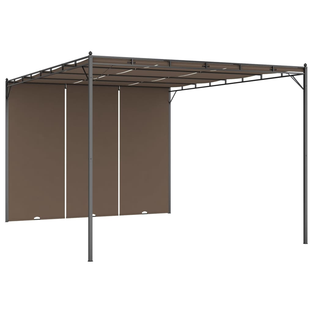 havepavillon med sidegardin 4x3x2,25 m gråbrun