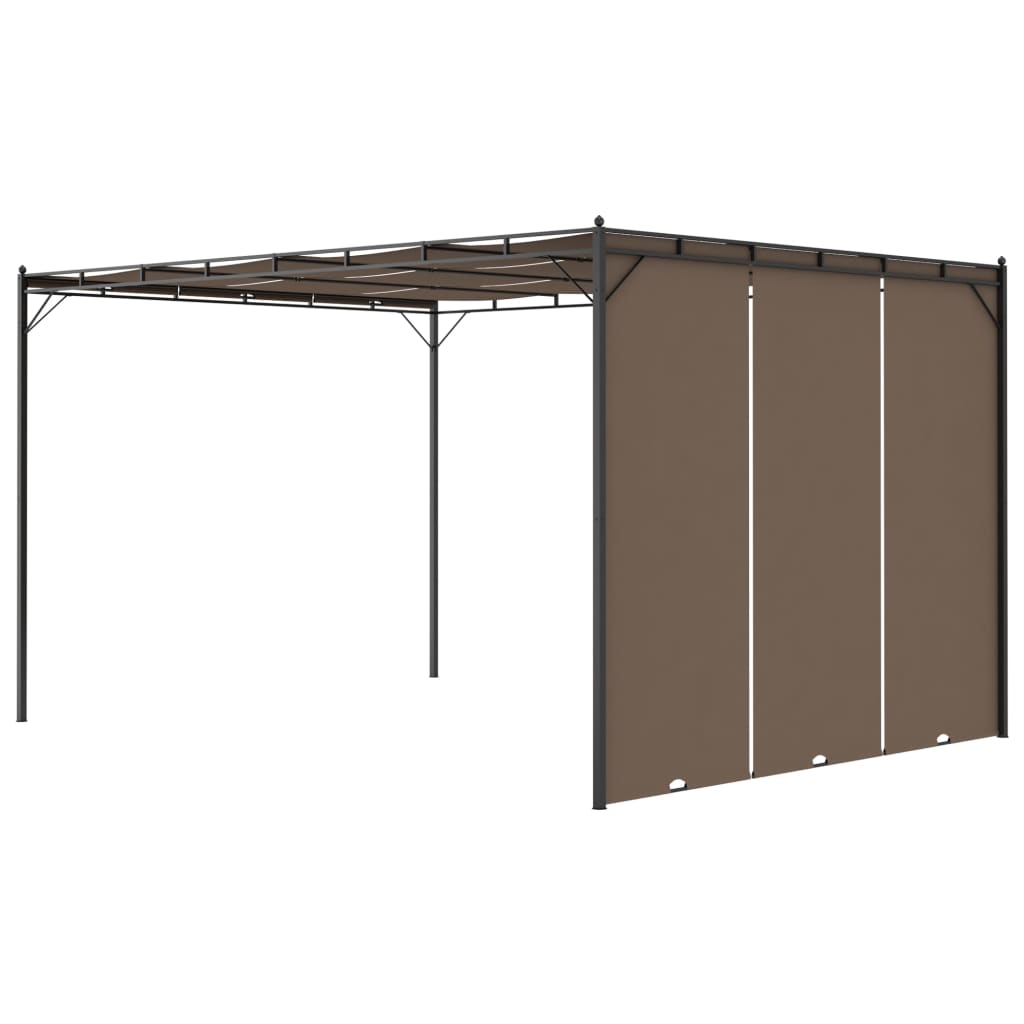 havepavillon med sidegardin 4x3x2,25 m gråbrun