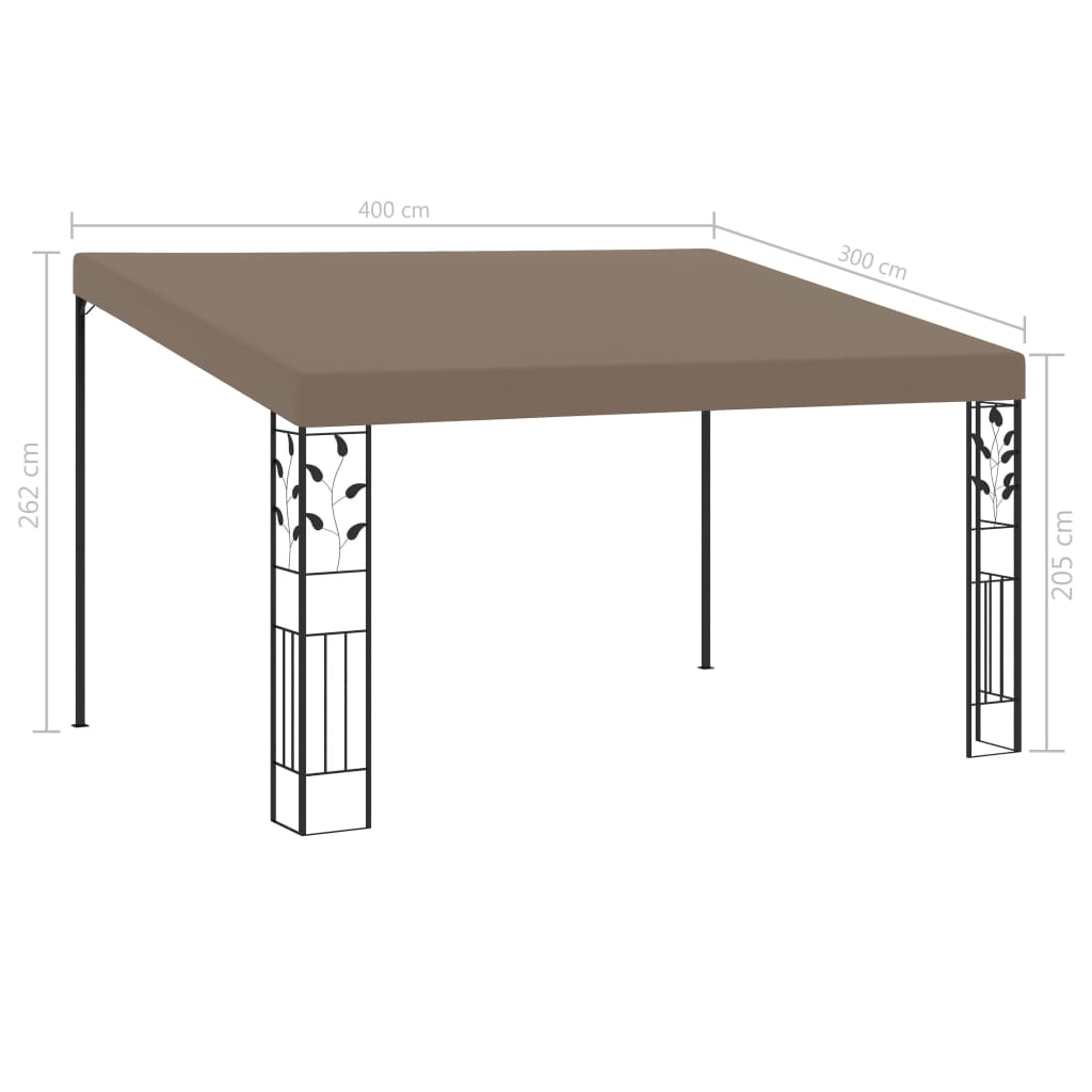 vægmonteret pavillon 4x3x2,5 m gråbrun