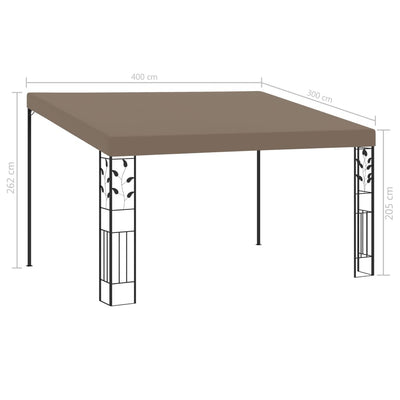 vægmonteret pavillon 4x3x2,5 m gråbrun