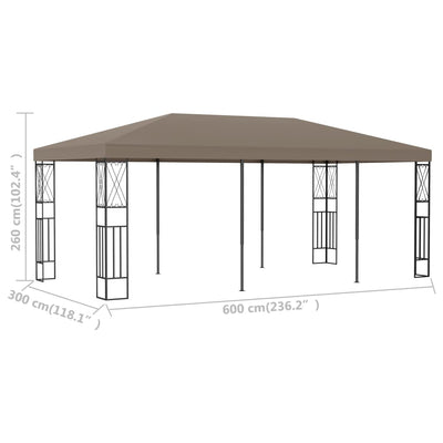 pavillon 6x3 m stof gråbrun