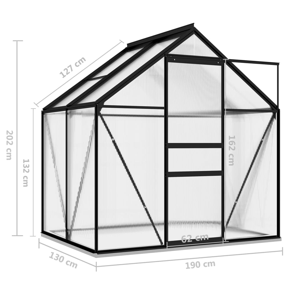 drivhus 2,47 m² aluminium antracitgrå