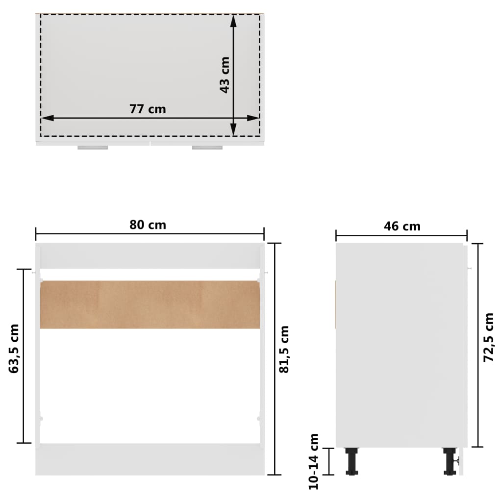 underskab 80x46x81,5 cm konstrueret træ hvid