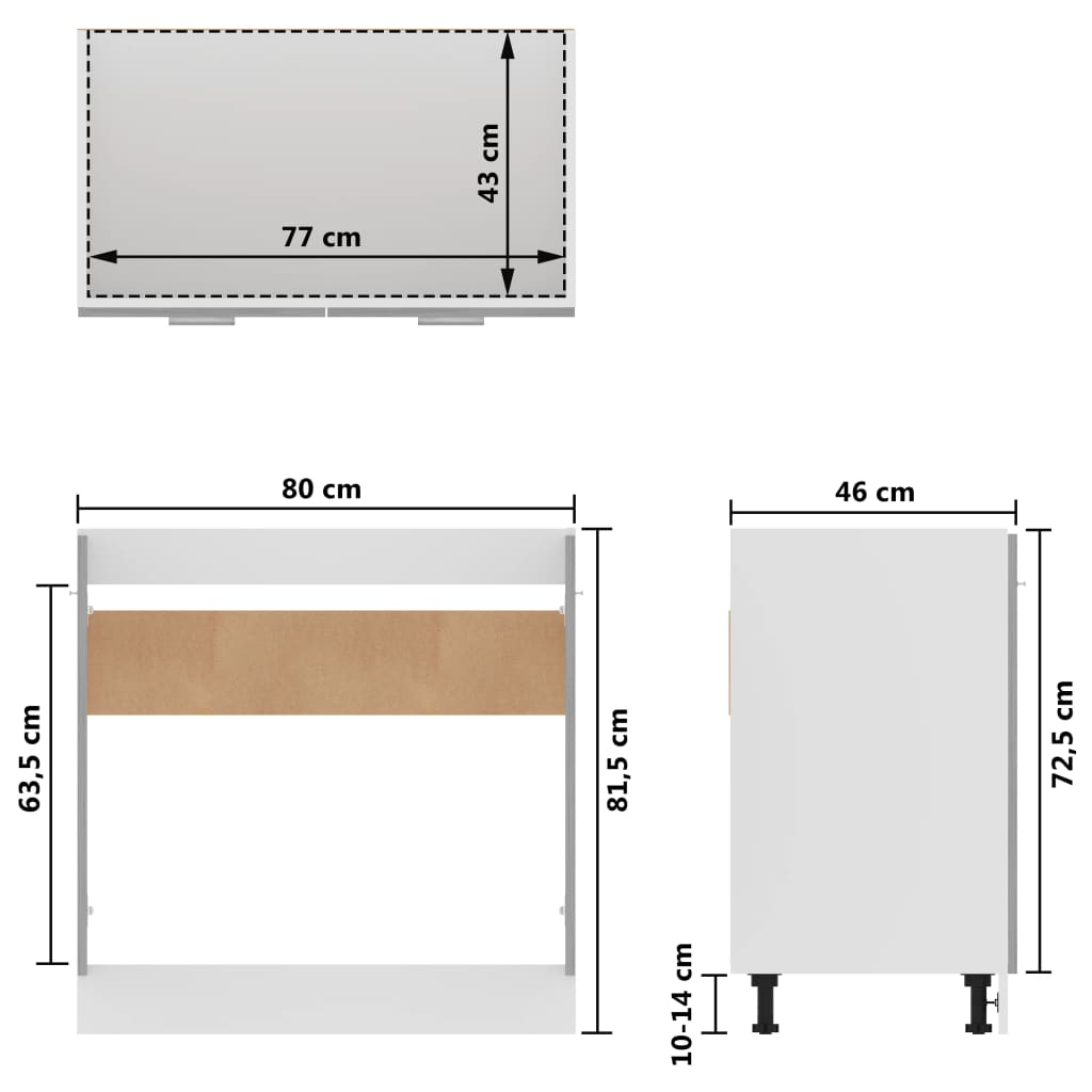 underskab til vask 80x46x81,5 cm konstrueret træ betongrå