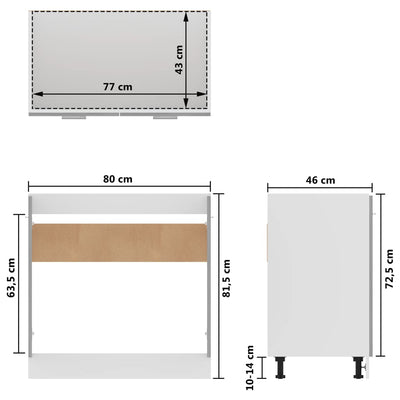 underskab til vask 80x46x81,5 cm konstrueret træ betongrå