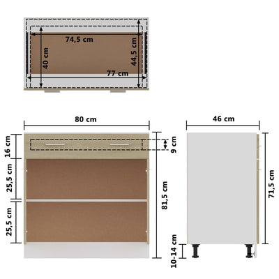 underskab med skuffe 80x46x81,5 cm konstrueret træ sonoma-eg