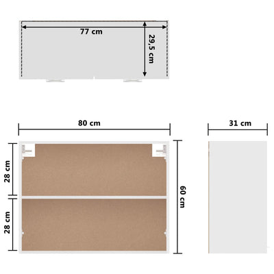 vægskab 80x31x60 cm konstrueret træ hvid højglans