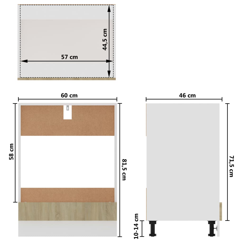 ovnskab 60x46x81,5 cm konstrueret træ sonoma-eg