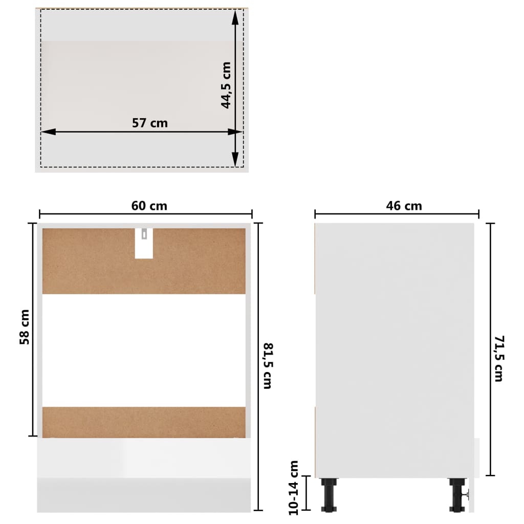 ovnskab 60x46x81,5 cm konstrueret træ hvid højglans