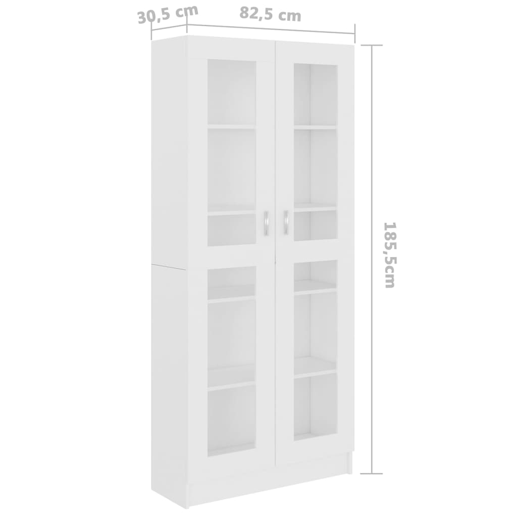 vitrineskab 82,5x30,5x185,5 cm konstrueret træ hvid