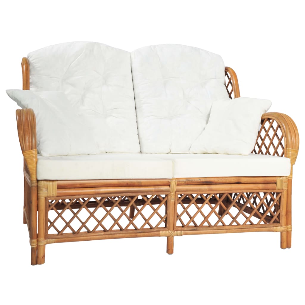 2-personers sofa rattan lysebrun