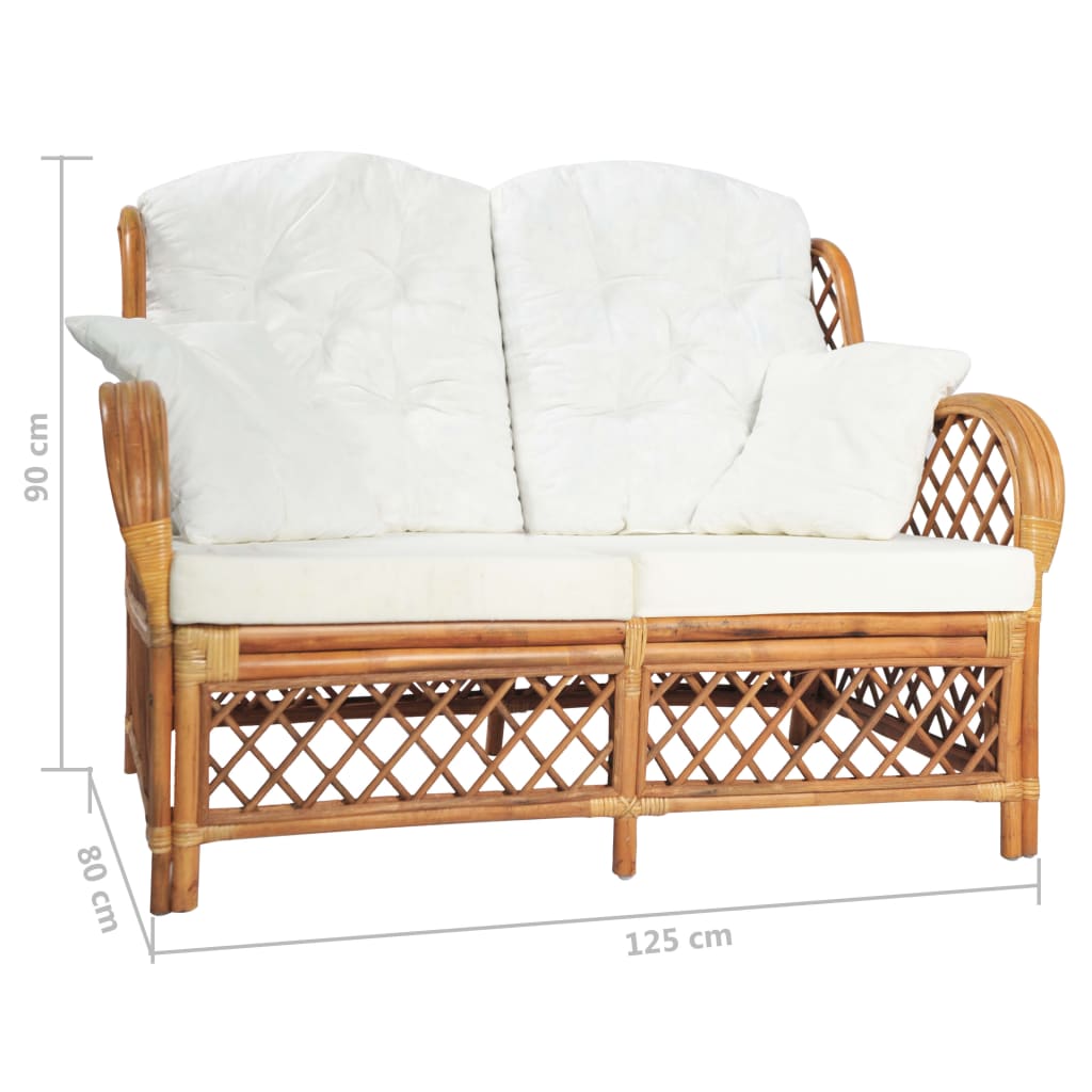 2-personers sofa rattan lysebrun