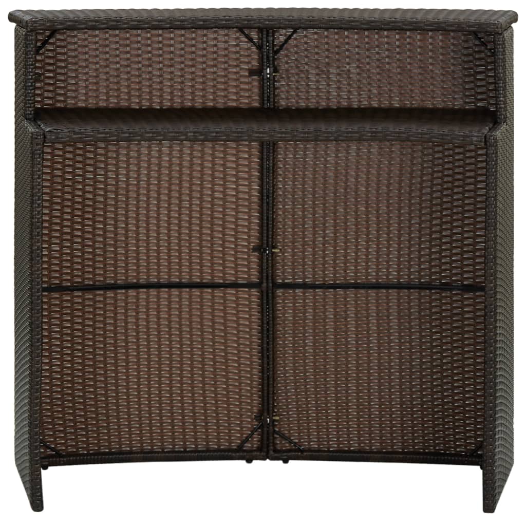 barbord til haven 120x55x110 cm polyrattan brun