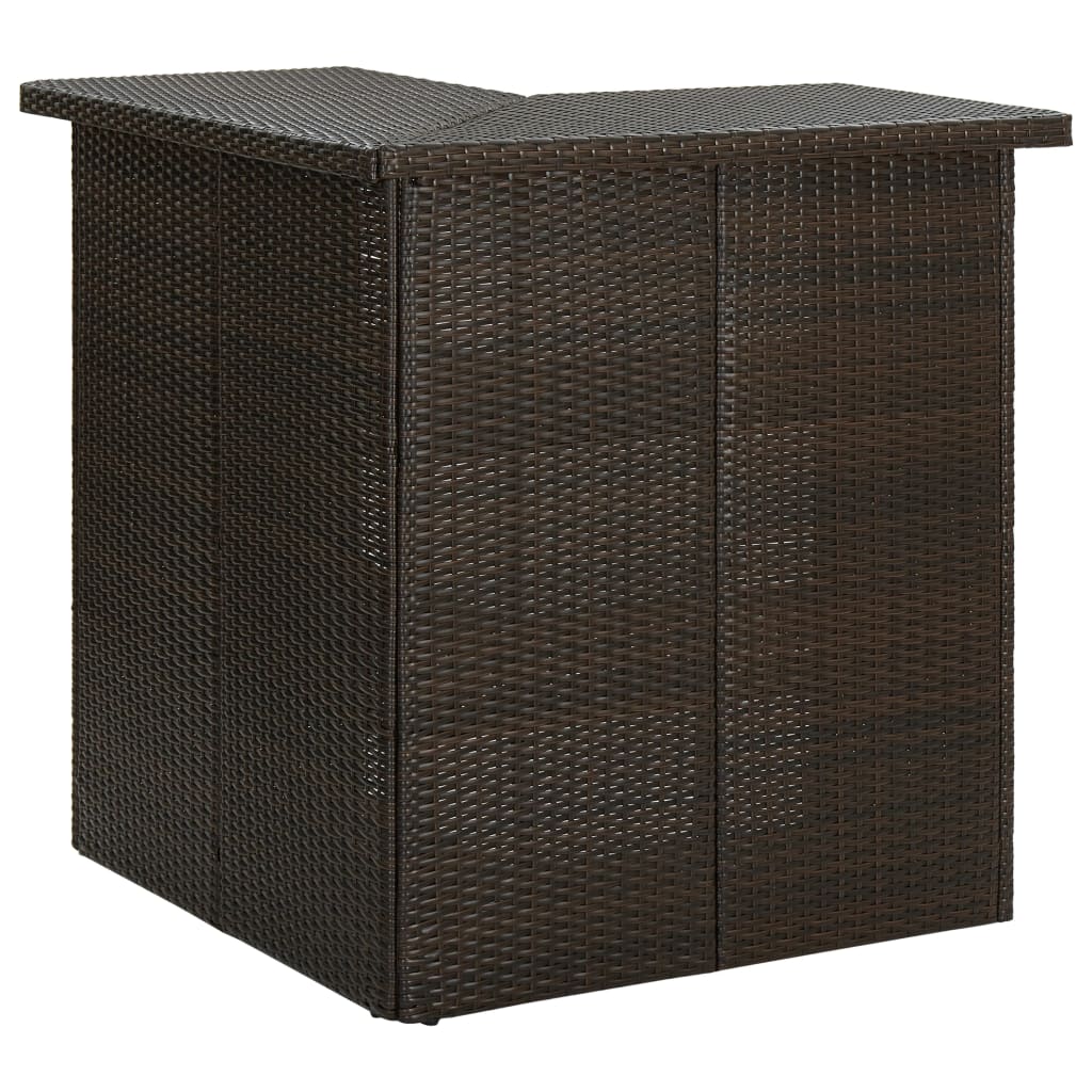 hjørnebarbord 100x50x105 cm polyrattan brun