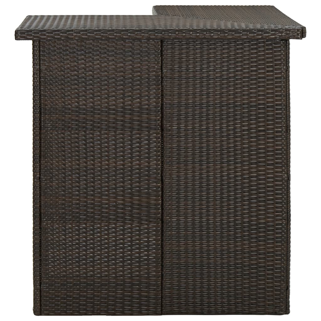 hjørnebarbord 100x50x105 cm polyrattan brun