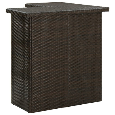 hjørnebarbord 100x50x105 cm polyrattan brun