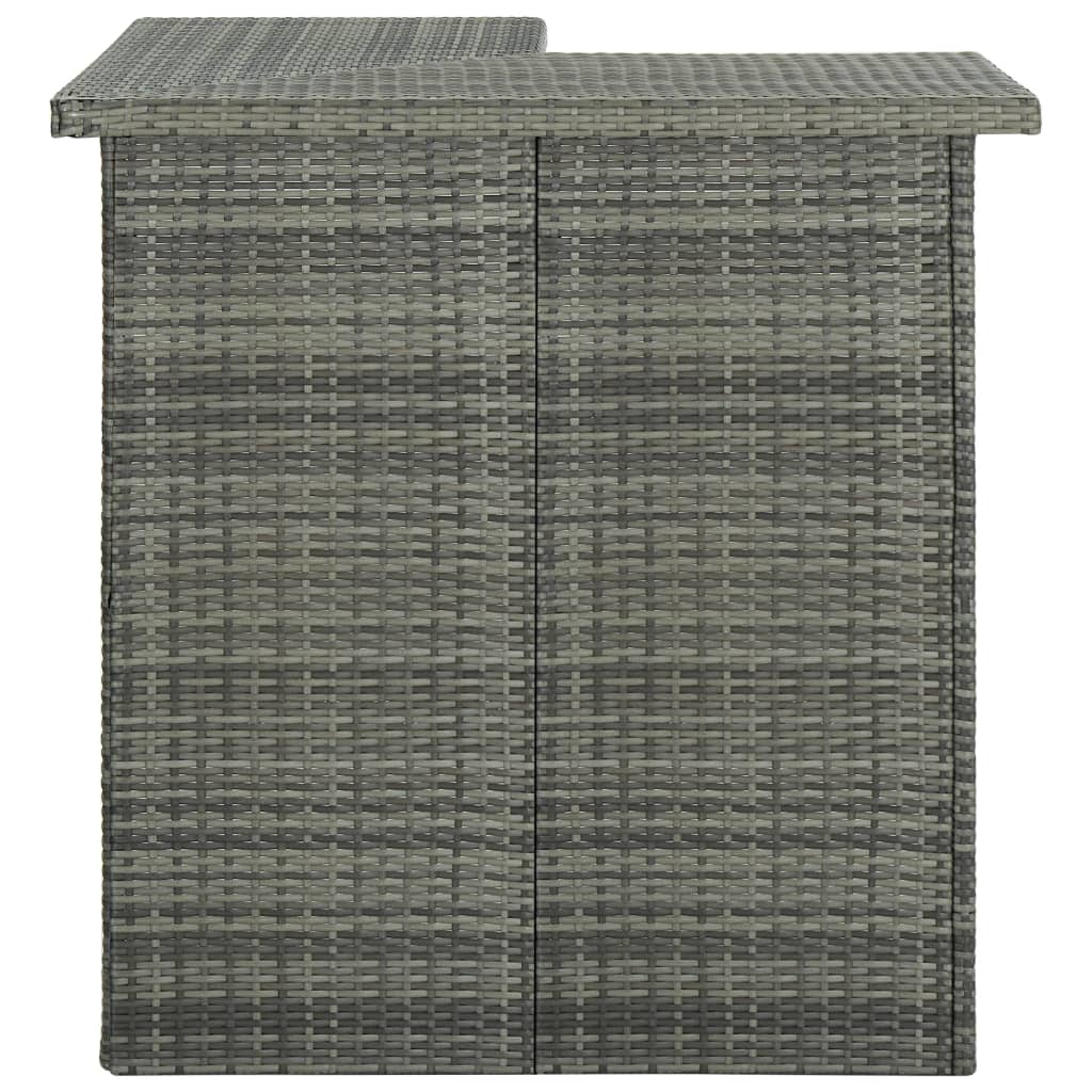 barbord til hjørne 100x50x105 cm polyrattan grå