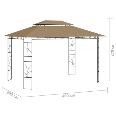 pavillon 4x3x2,7 m 160 g/m² gråbrun