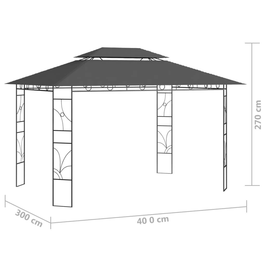 pavillon 4x3x2,7 m 160 g/m² antracitgrå