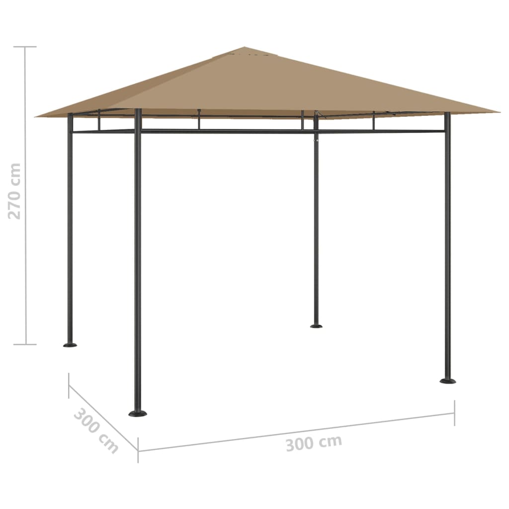 pavillon 3x3x2,7 m 180 g/m² gråbrun