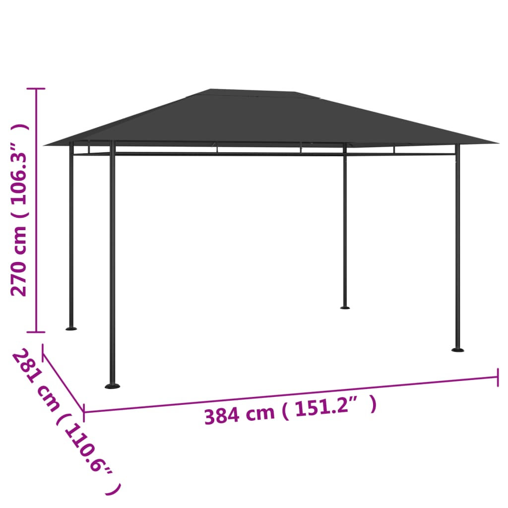 pavillon 384x281x270 cm 180 g/m² antracitgrå