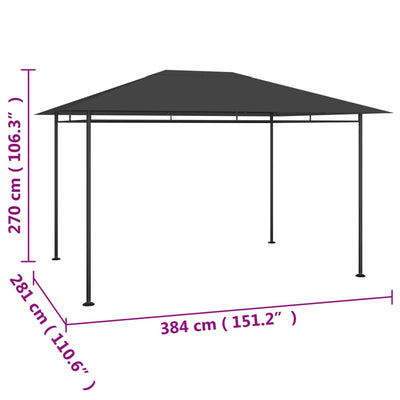 pavillon 384x281x270 cm 180 g/m² antracitgrå