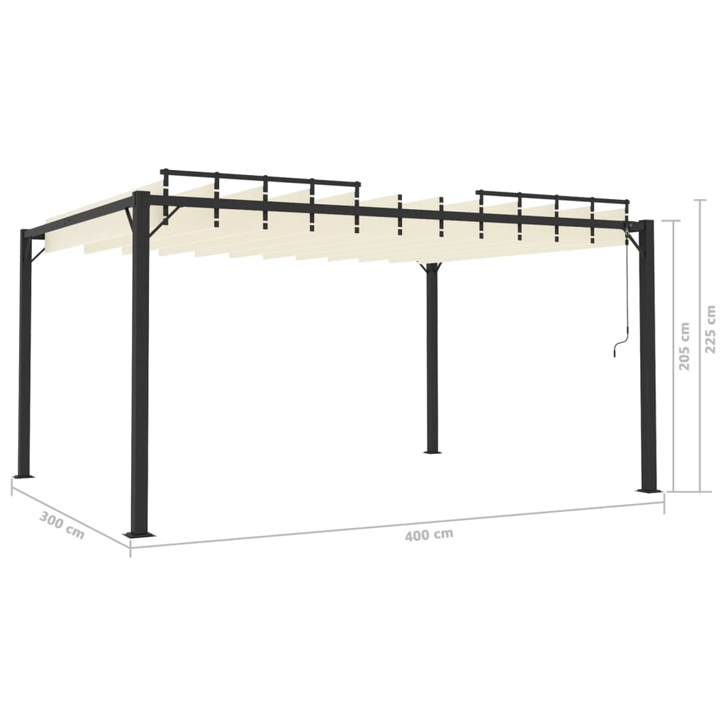 pavillon med lameltag 3x4 m aluminium og stof cremefarvet